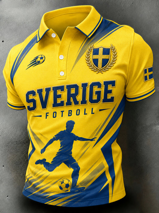 Herrepologenser med korte ermer og fotballmønster