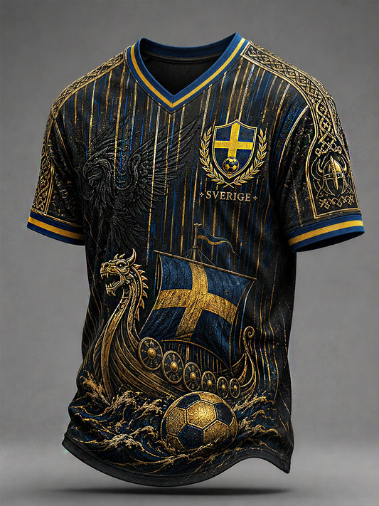 Retro T-skjorte for menn med svensk fotballfan-kunst