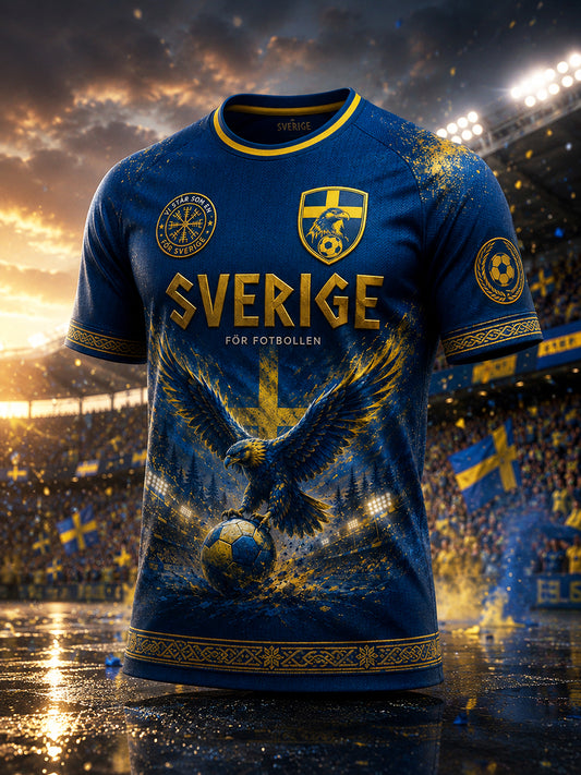 Retro svensk fotball fan art t-skjorte for menn