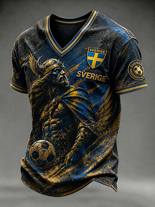 Retro svensk fotball fan art t-skjorte for menn