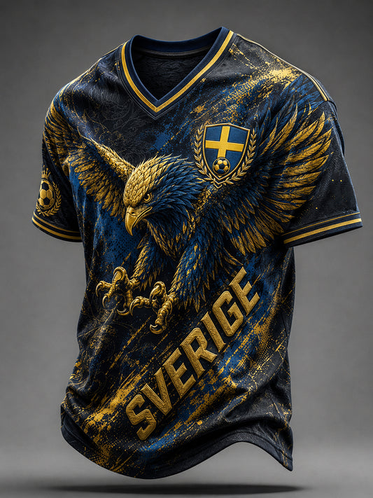 Retro svensk fotball fan art t-skjorte for menn