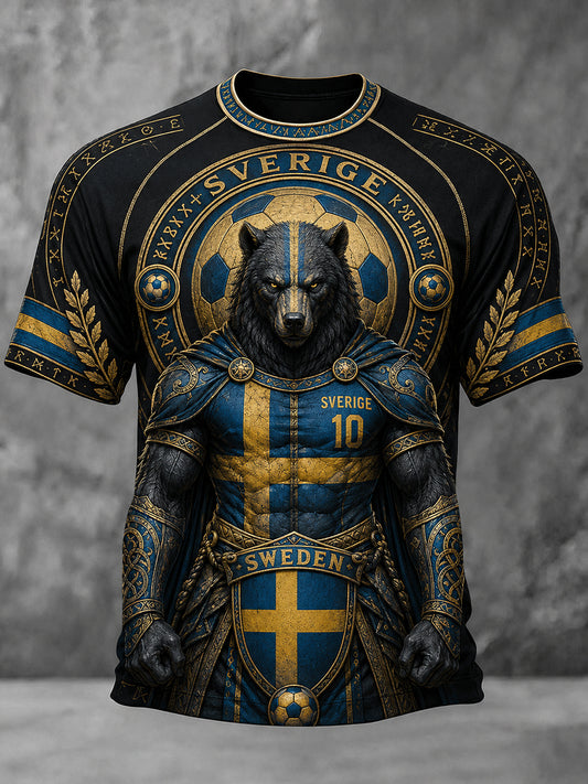 Retro svensk fotball fan art t-skjorte for menn