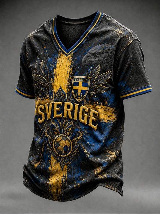 Retro svensk fotball fan art t-skjorte for menn