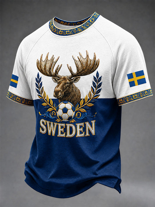 Retro svensk fotball fan art t-skjorte for menn