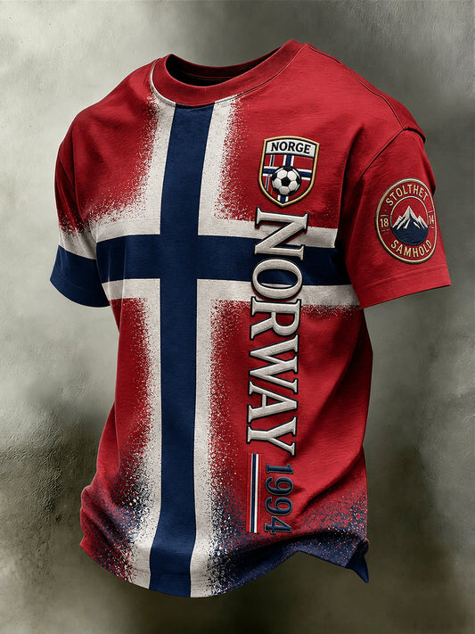 Retro norsk fotballsupporterkunsttrykk, uformell t-skjorte