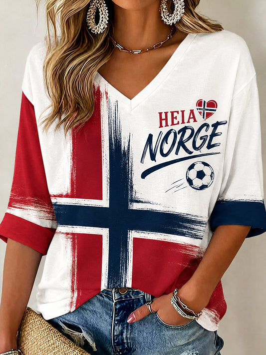 Retro norsk fotballfankunst Skriv ut Casual Topp