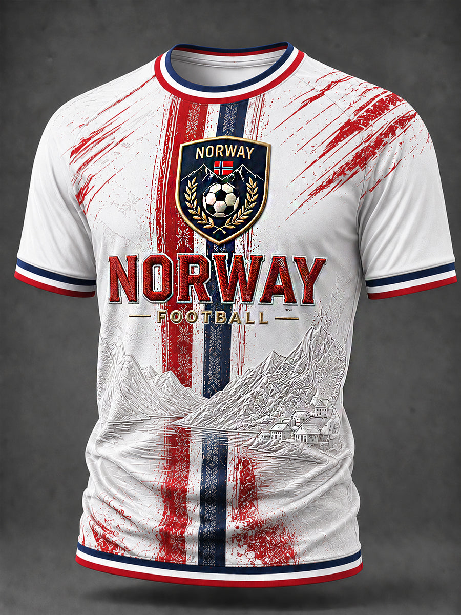 Retro norsk fotballfan-kunsttrykk, uformell t-skjorte