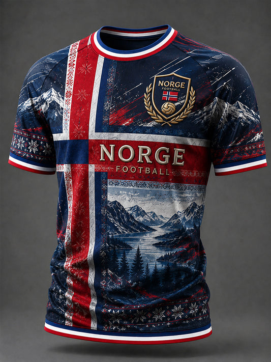 Retro norsk fotballfan-kunsttrykk uformell T-skjorte