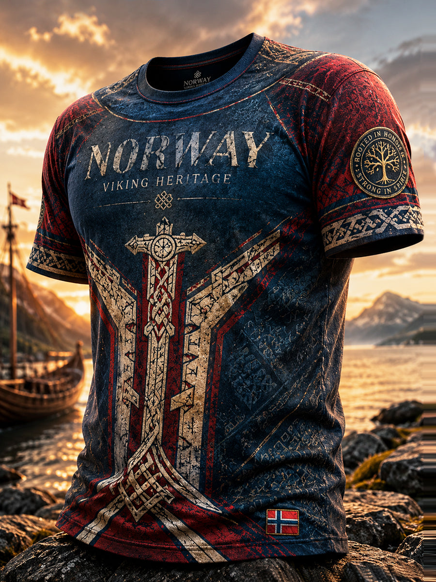 Retro norsk kunst Symmetrisk Totem T-shirt