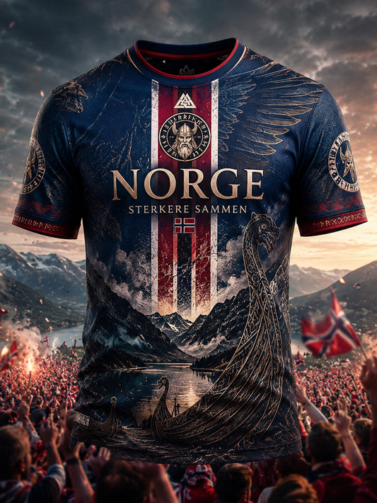 Retro norsk fotball-tema kunstnerisk t-skjorte