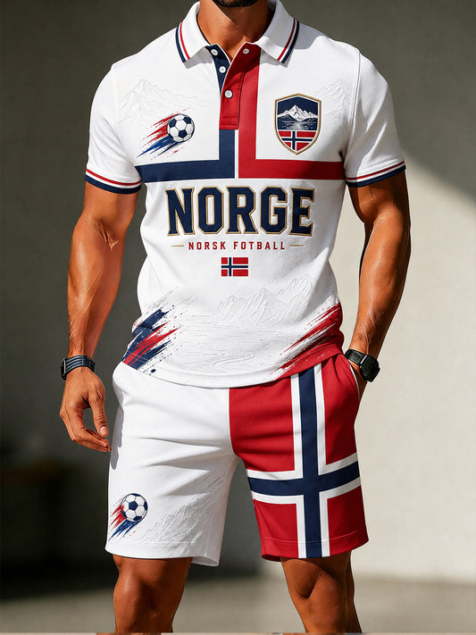 Retro nordisk stil norsk fotballfan-kunsttrykk uformelt 2-delt sett