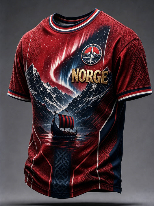Retro norsk «Framover» fotball kunstnerisk hverdags-T-skjorte