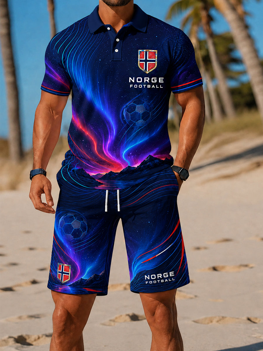Retro nordisk stil norsk fotballfan-kunsttrykk uformell 2-delssett