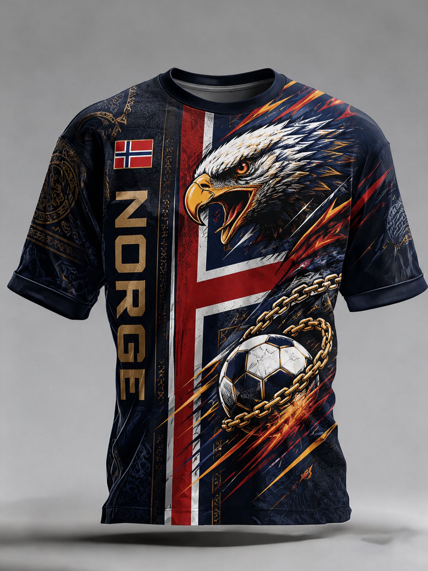 Menns Norge-fotballfan-kultur og heiarop kunsttrykk T-skjorte