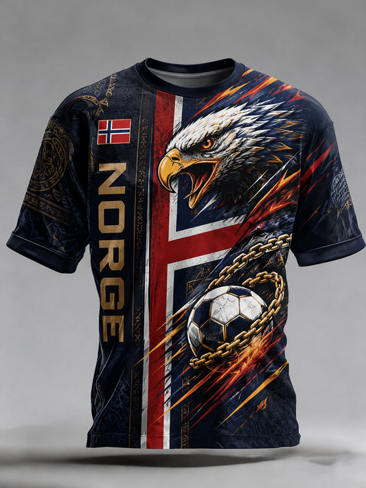 Menns Norge-fotballfan-kultur og heiarop kunsttrykk T-skjorte
