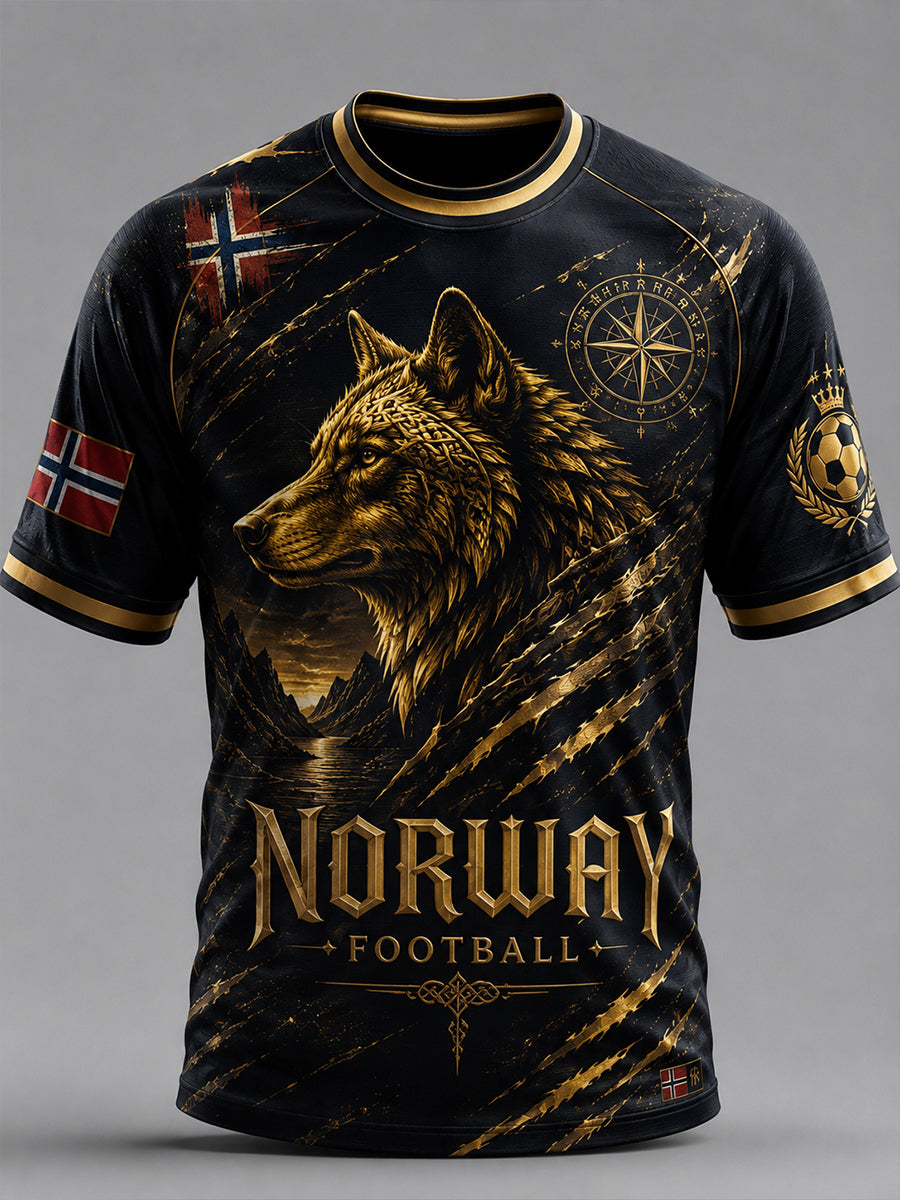 Retro nordisk stil norsk fotballfan kunsttrykk avslappet t-skjorte