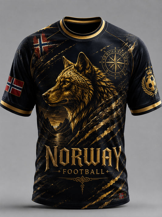 Retro nordisk stil norsk fotballfan kunsttrykk avslappet t-skjorte