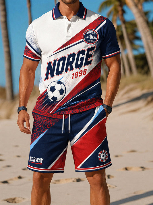 Retro nordisk stil norsk fotballfan-kunsttrykk uformelt 2-delt sett