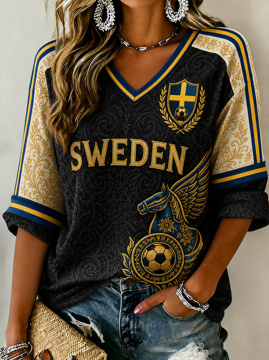 Retro nordisk-svensk fotballfankunst T-skjorte Topp