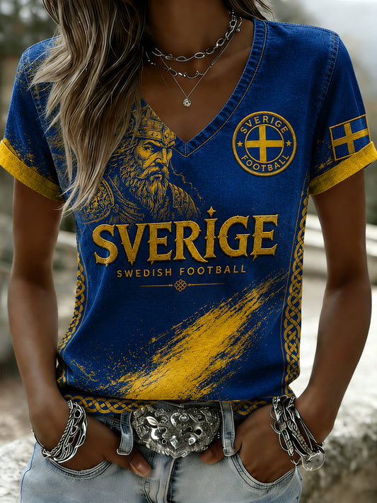 Retro Nordisk-svensk fotballfan kunst Print Uformell T-skjorte