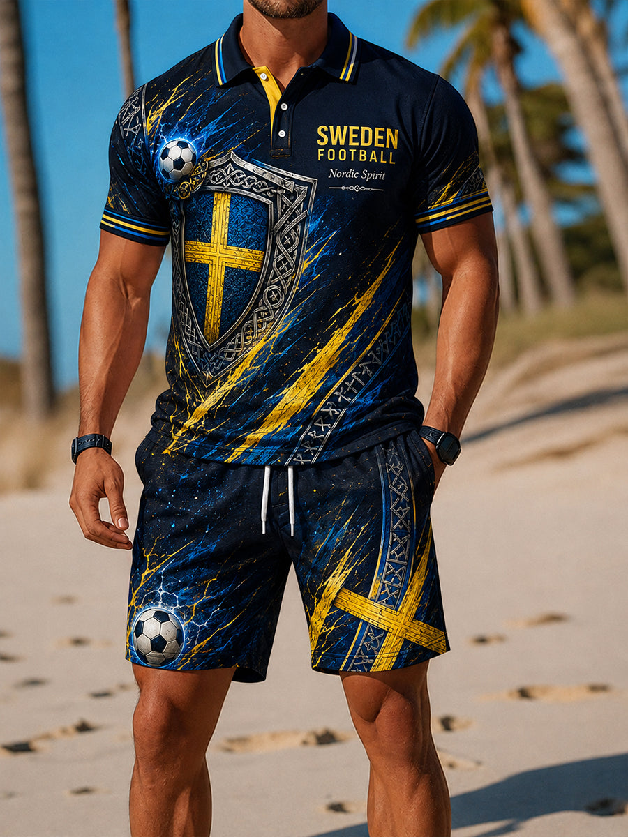 Retro Nordisk-svensk fotbollsfan konst Skriv ut Casual 2-stycke Set