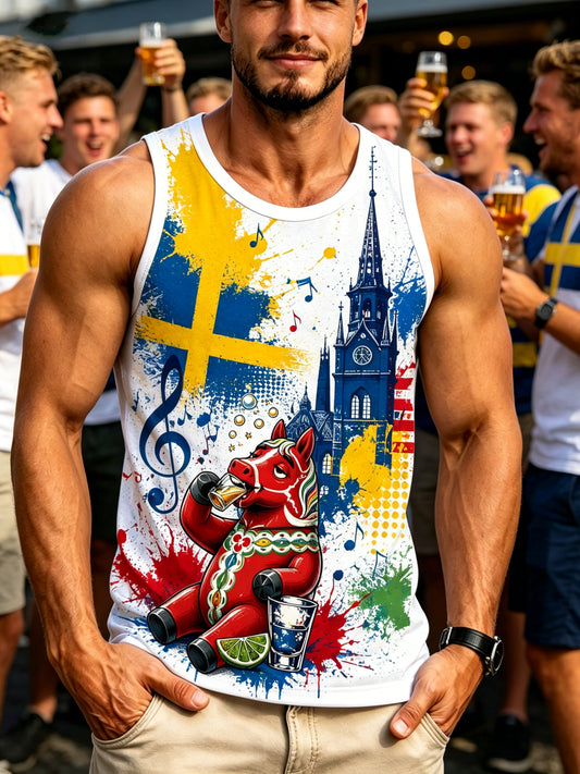 Herrens svenske midtsommer og nasjonaldag minnebilde kunstnerisk trykt tanktopp