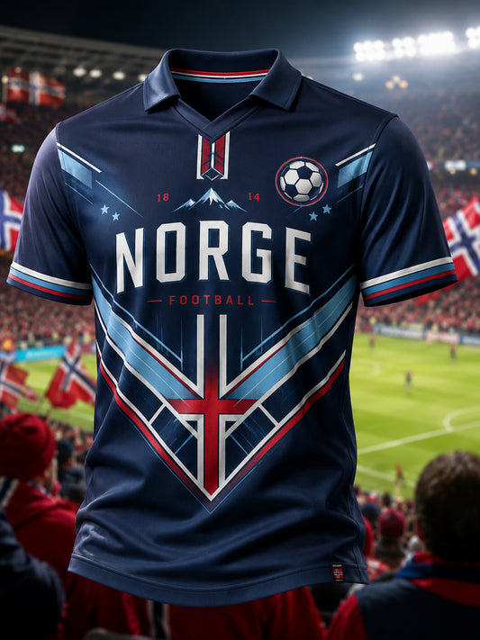 Menns V-hals topp med norsk fotballfankultur og kunsttrykk