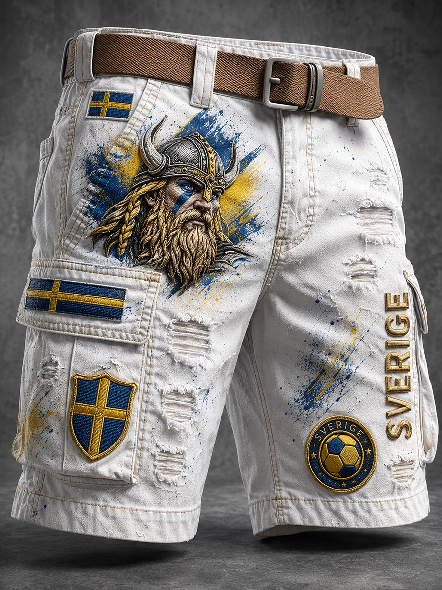 Retro Svensk fotbollsfläkt konst Print Casual Cargo Shorts