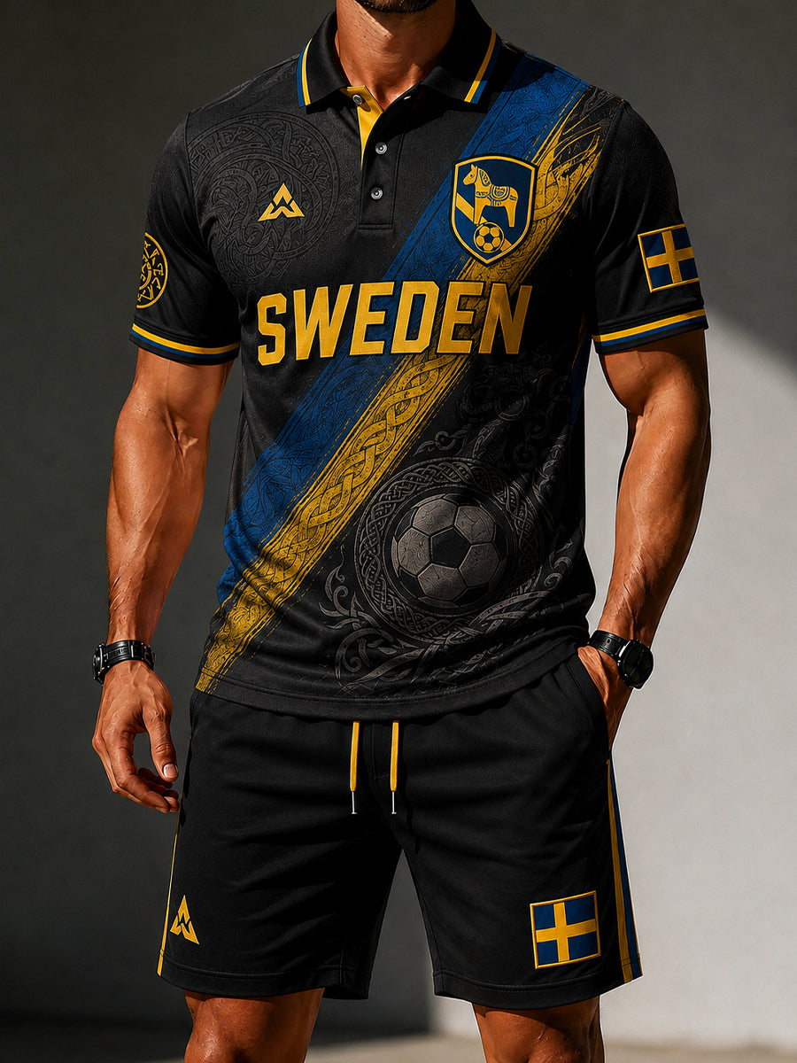 Retro svensk fotbollsfanart-print, avslappnad 2-delad set