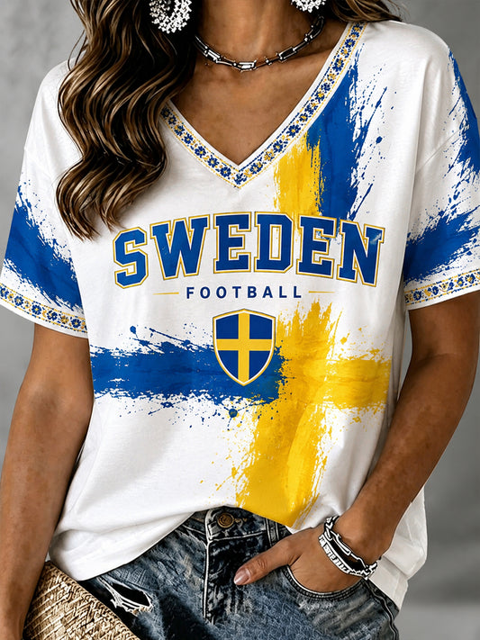 Retro svensk fotballfans kunsttrykk avslappet topp
