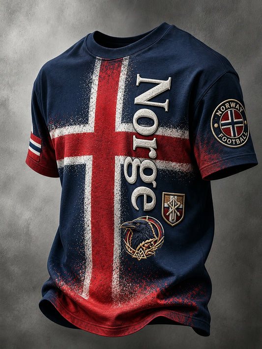 Retro Nordisk-stil Norge fotballfan kunst trykk T-skjorte