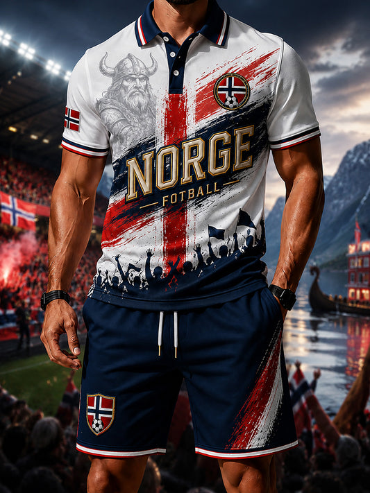 Retro nordisk-inspirert norsk fotballfan-kunst Skrive ut meningsløs sportsmeme 2-delt sett