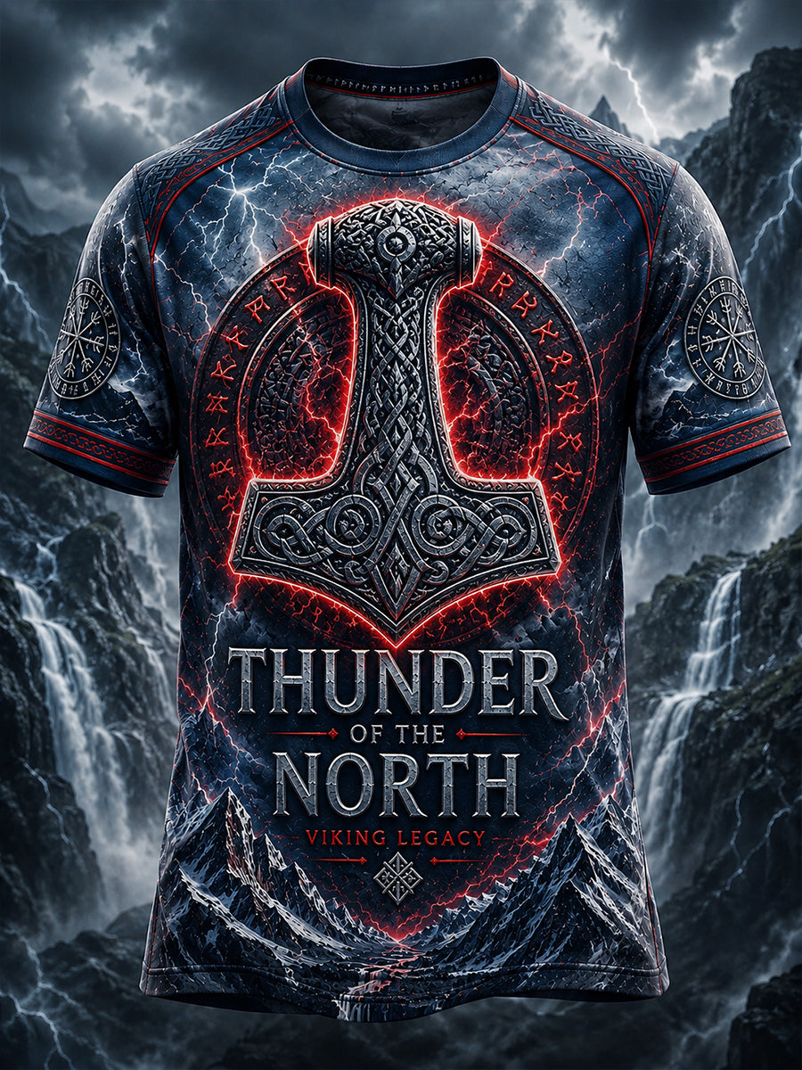 Menns Retro Nordisk Stil Norsk Kunsttrykk Fritidst-skjorte