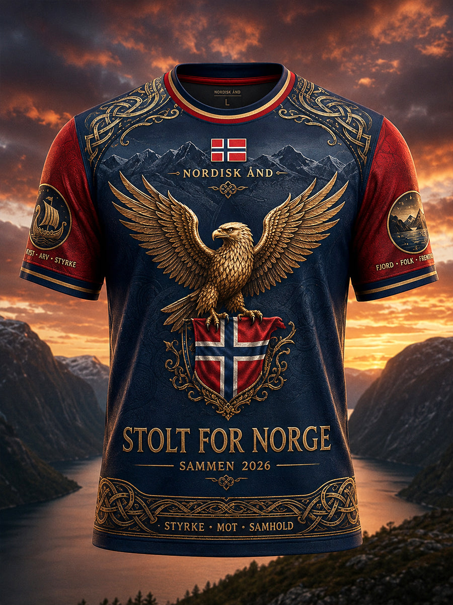 Retro Norge 2026 Fotball Ørn Kunst Uformell T-skjorte