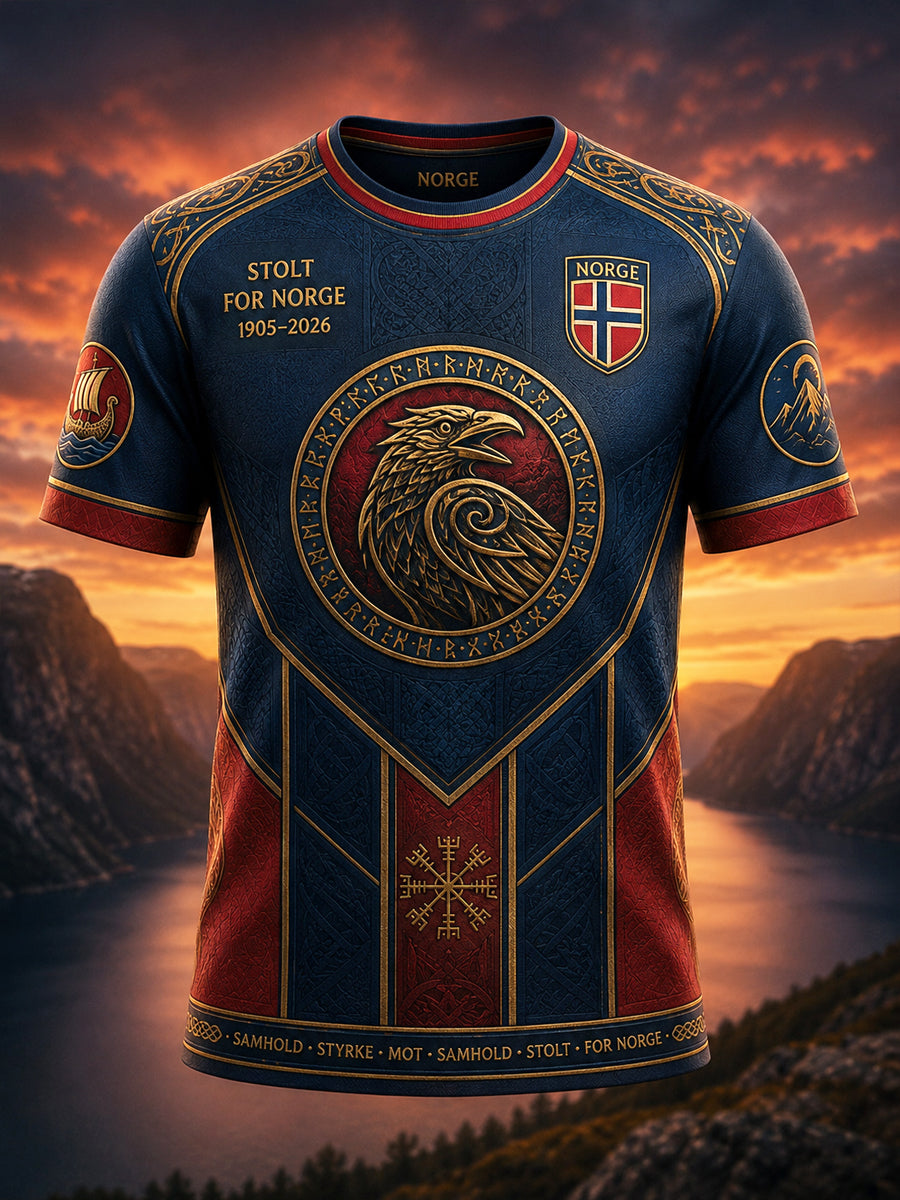 Retro Norwegian 2026 fotballørn Art Totem Casual T-shirt
