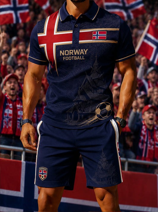 Norge fotballfankultur og kunsttrykk polosett