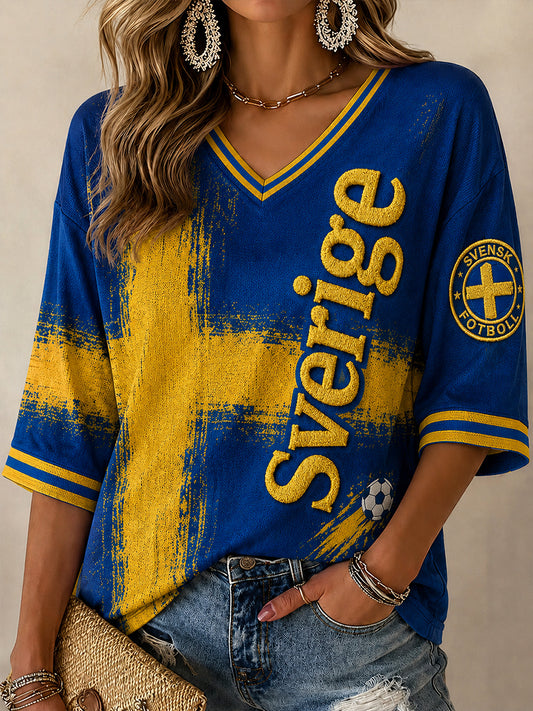 Retro svensk fotballfans kunsttrykk avslappet topp