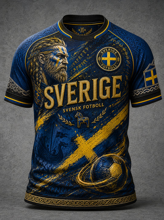 Retro svensk fotballfan-kunsttrykk uformell t-skjorte genser