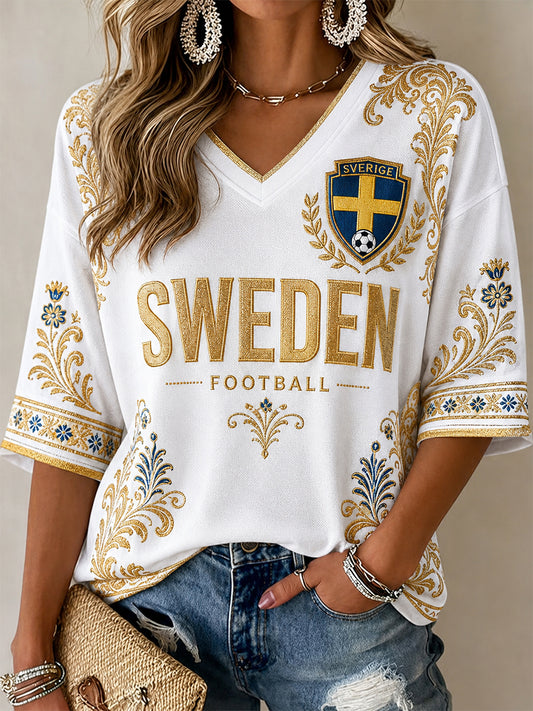 Retro svensk fotballfans kunsttrykk avslappet topp