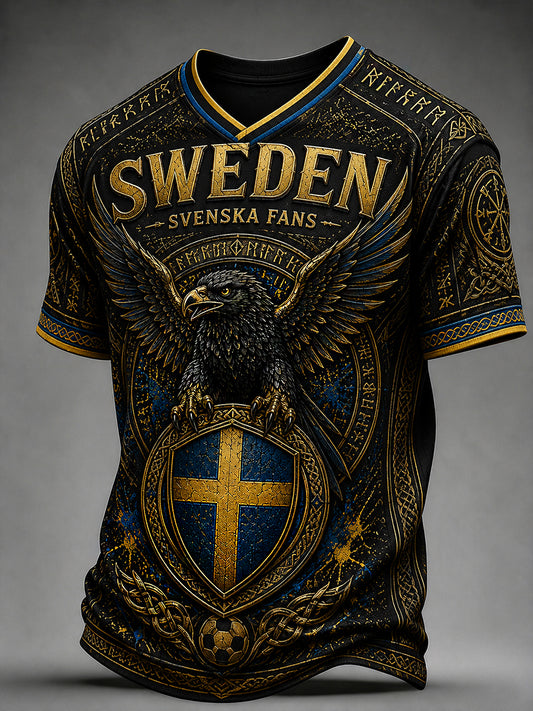 Retro svensk fotballfan-kunsttrykk uformell t-skjorte genser