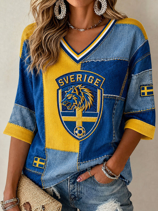 Retro svensk fotballfans kunsttrykk avslappet topp
