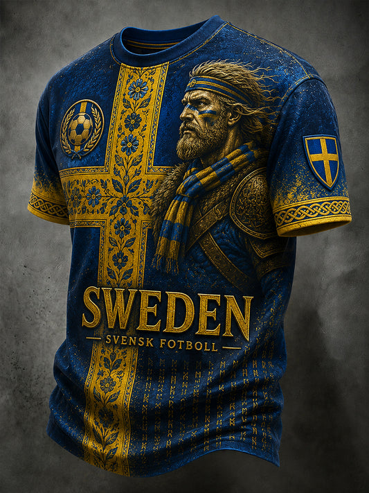 Retro svensk fotballfan-kunsttrykk uformell t-skjorte genser