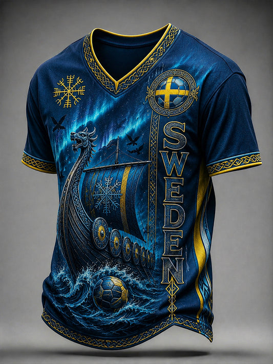 Retro svensk fotballfan-kunsttrykk uformell t-skjorte genser