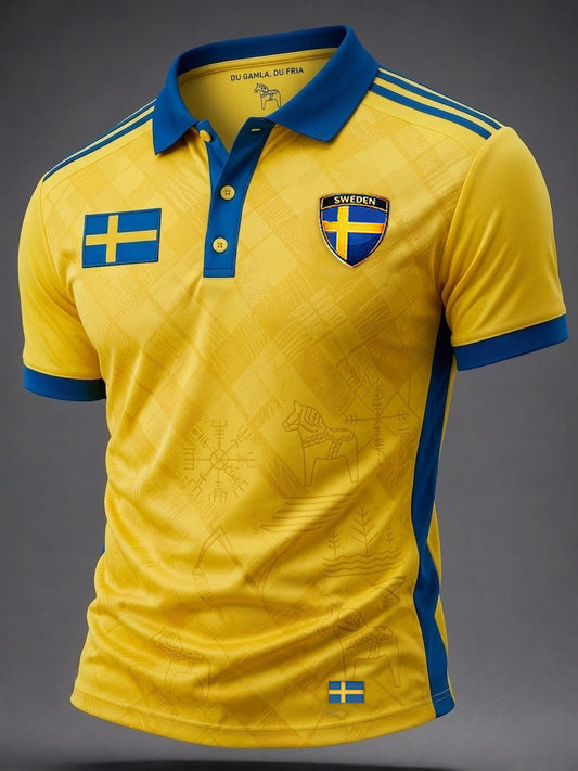 Herrepolotrøye med trykk – Svensk fotball 2026