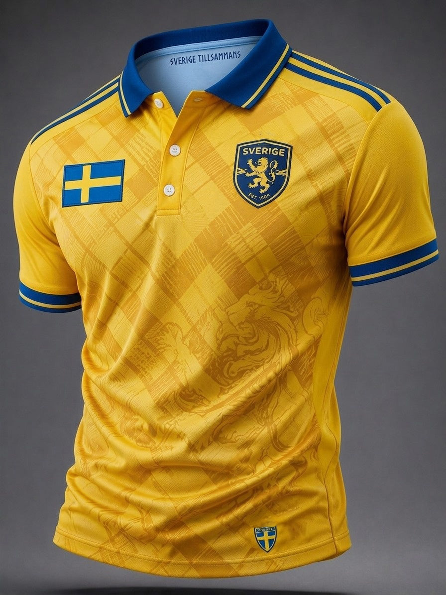 Herrpolotröja med tryck – Svensk fotboll 2026