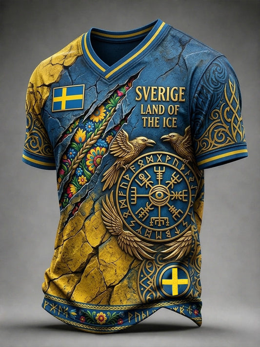 Herregenser med V-hals og trykk: Svensk fotball 2026
