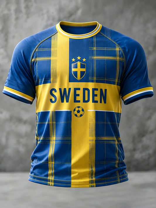 Herrelaget svensk fotball trykket kortermet t-skjorte