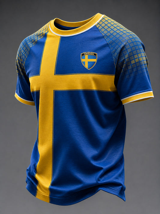 Herrelaget svensk fotball trykket kortermet t-skjorte