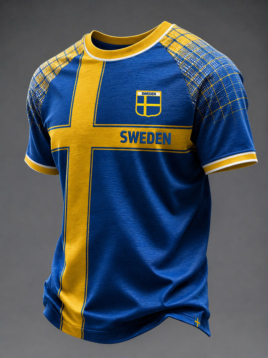 Herrelaget svensk fotball trykket kortermet t-skjorte