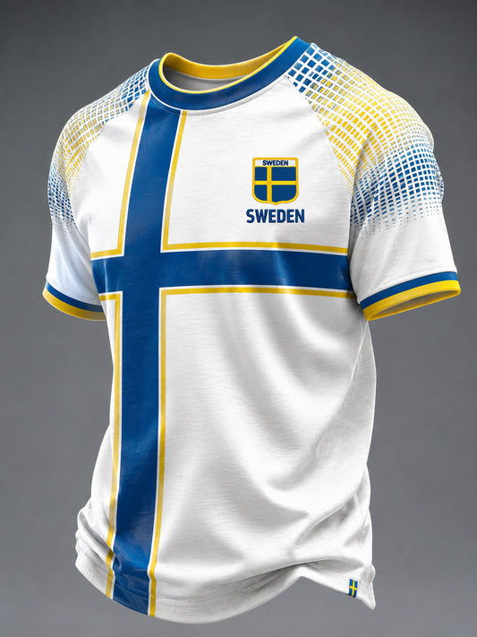 Herrelaget svensk fotball trykket kortermet t-skjorte
